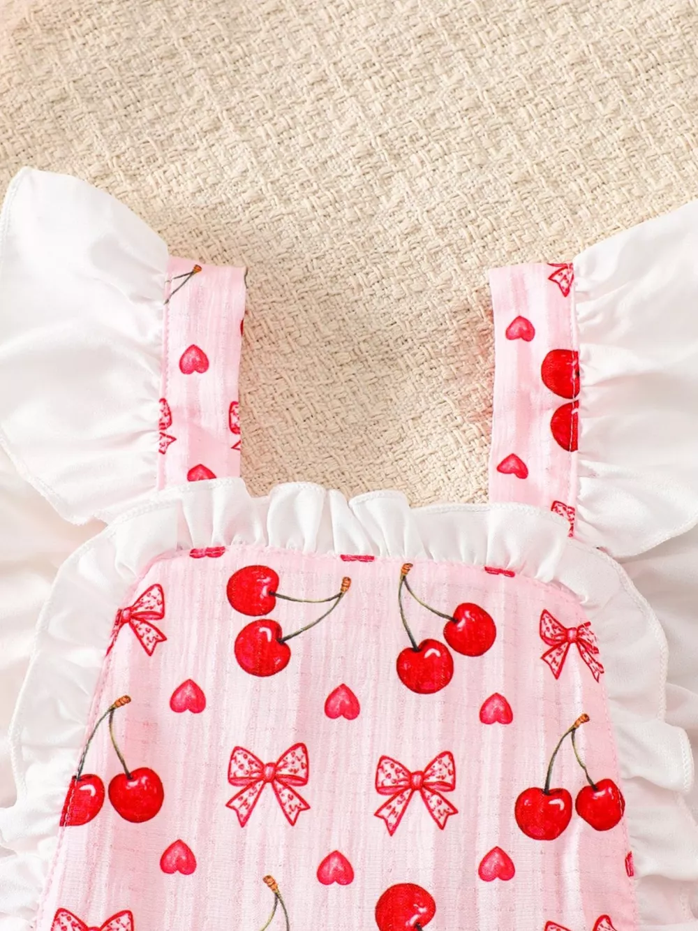 Children's Cherry Print Ruffle Trim Dress, image 3