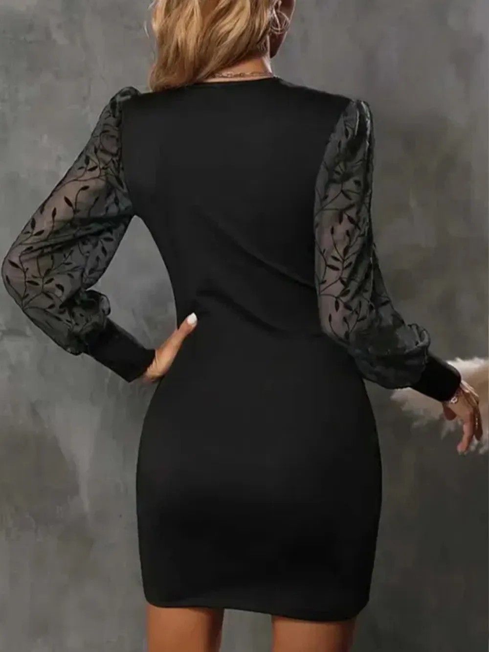 Ruched Surplice Long Sleeve Dress, image 2