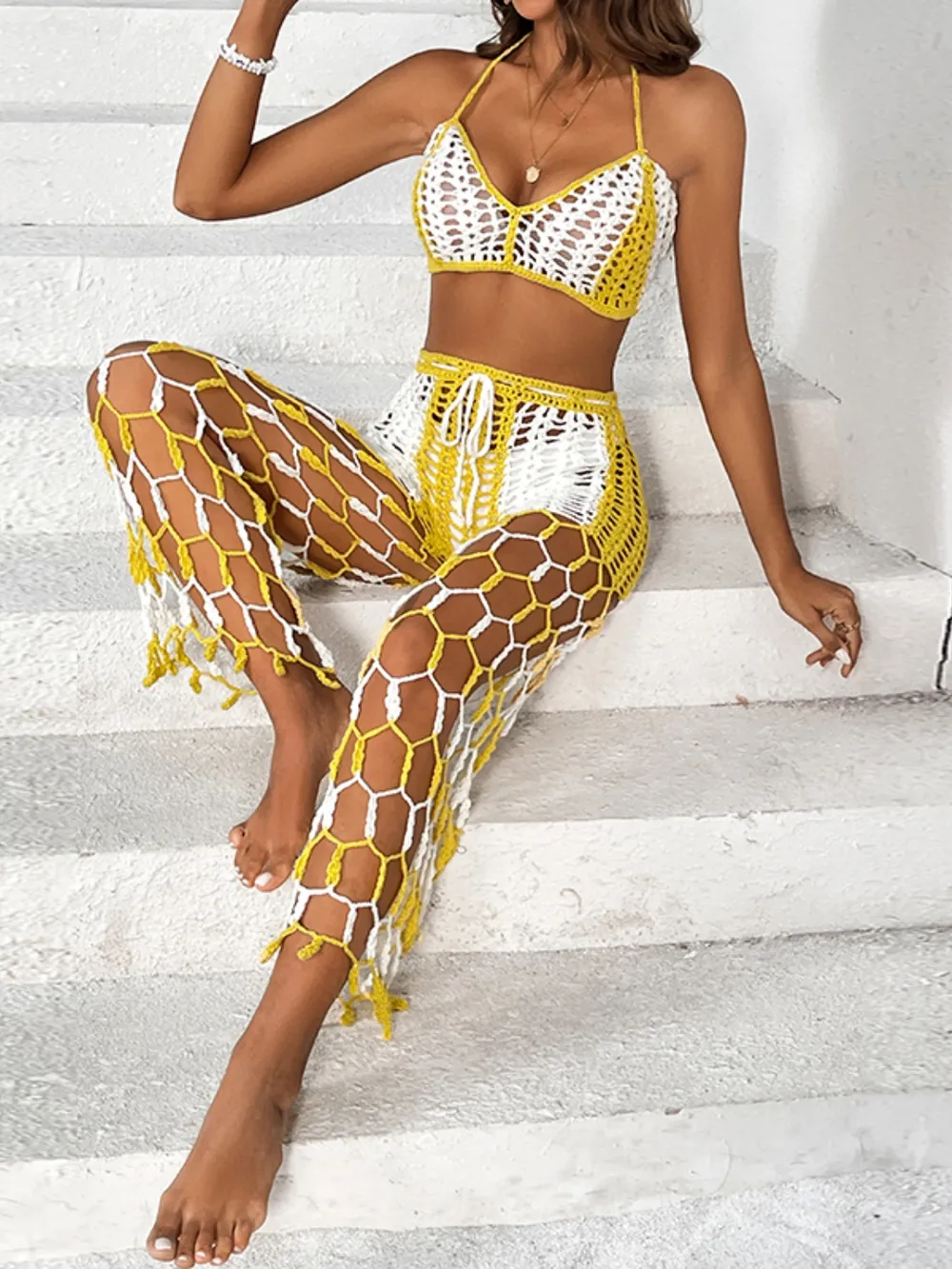 Cutout Halter Neck Top and Pants Two-Piece Swim Set, image 19