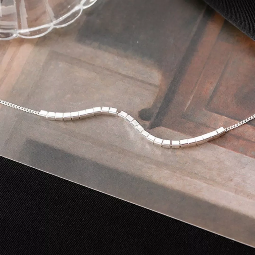 925 Sterling Silver Cube Necklace, image 6