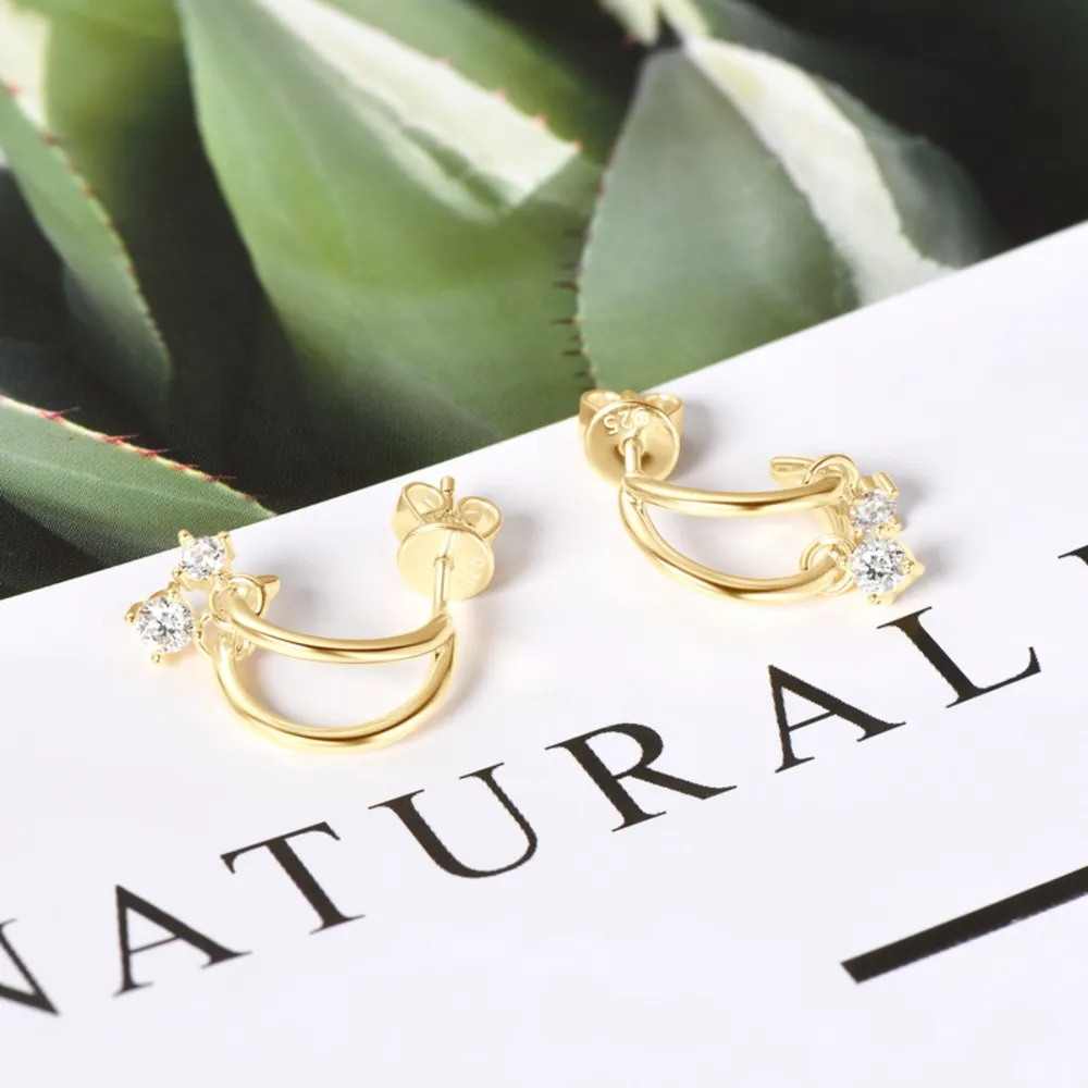 925 Sterling Silver Moissanite C-Hoop Earrings, image 8