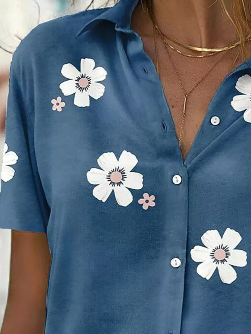 Full Size Floral Print Button-Down Casual Shirt Plus Size, image 3