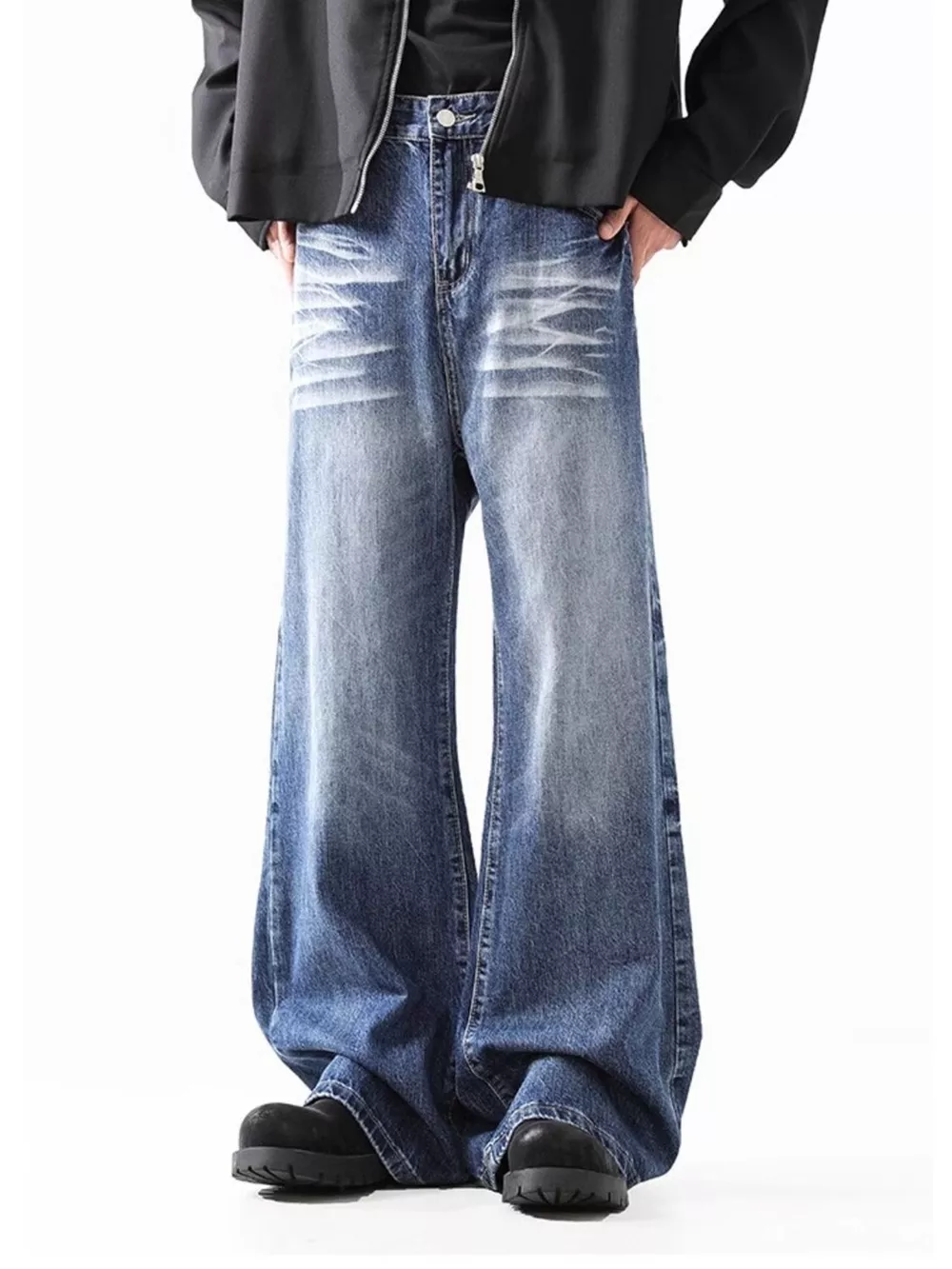 Men's Washed Wide Leg Jeans