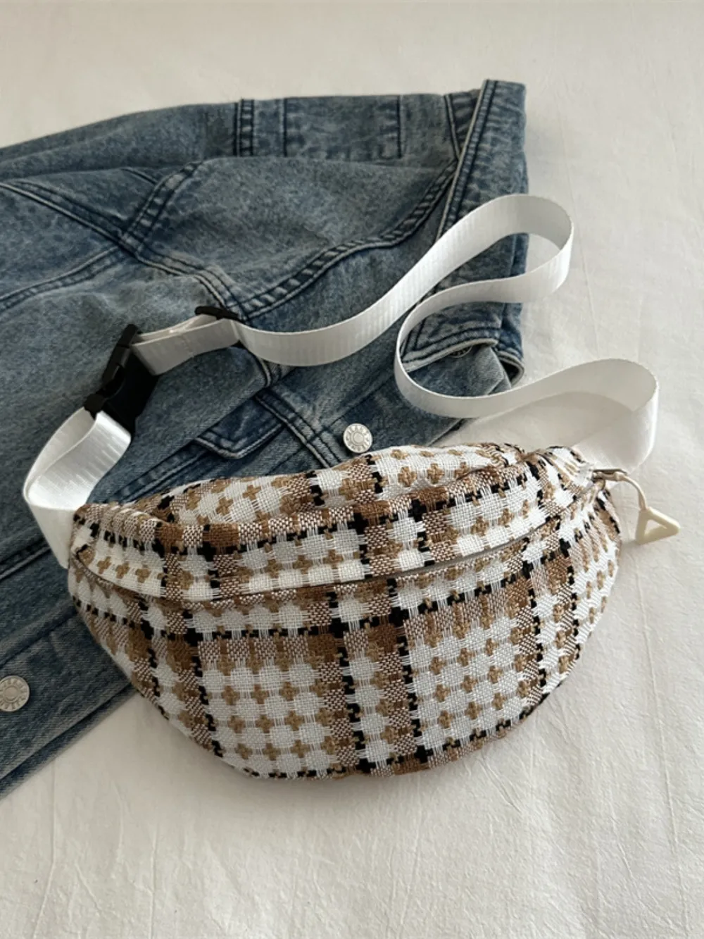 Plaid Wide Strap Crossbody Bag, image 5
