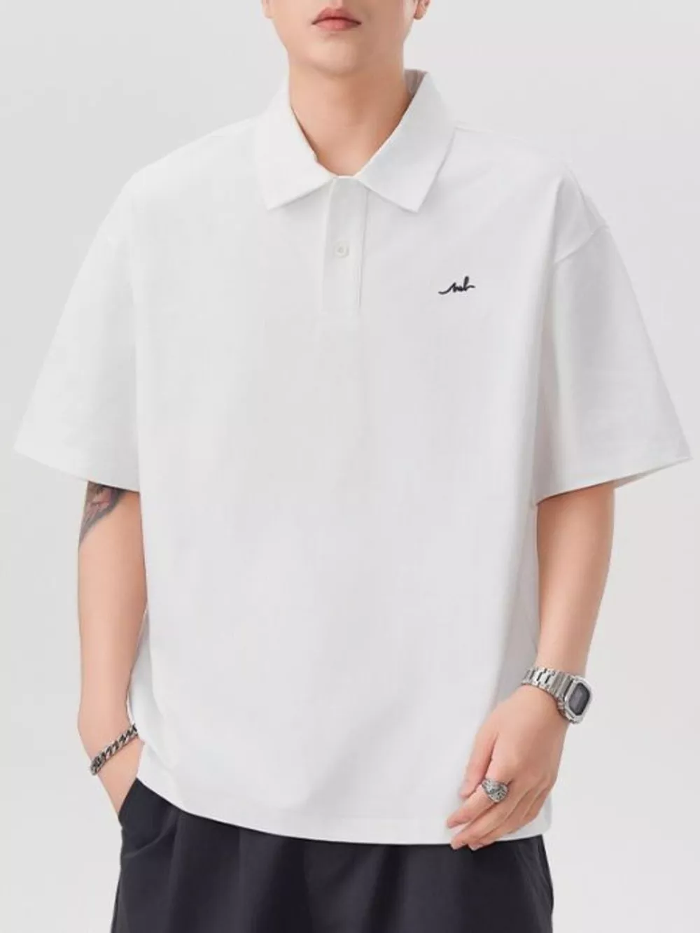 Men's Plus Size Button Detail Short Sleeve Polo, image 6