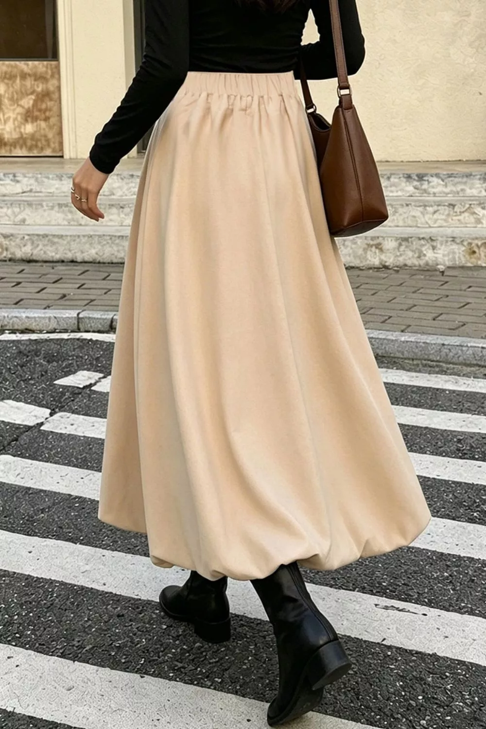 High-Waisted A-Line Midi Skirt, image 3
