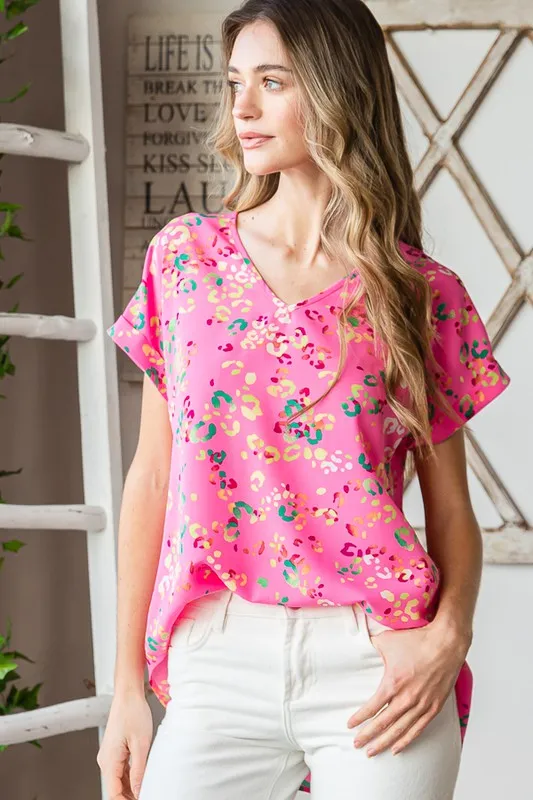 Full Size Animal print V-Neck Short Sleeve T-Shirt Plus Size, image 8