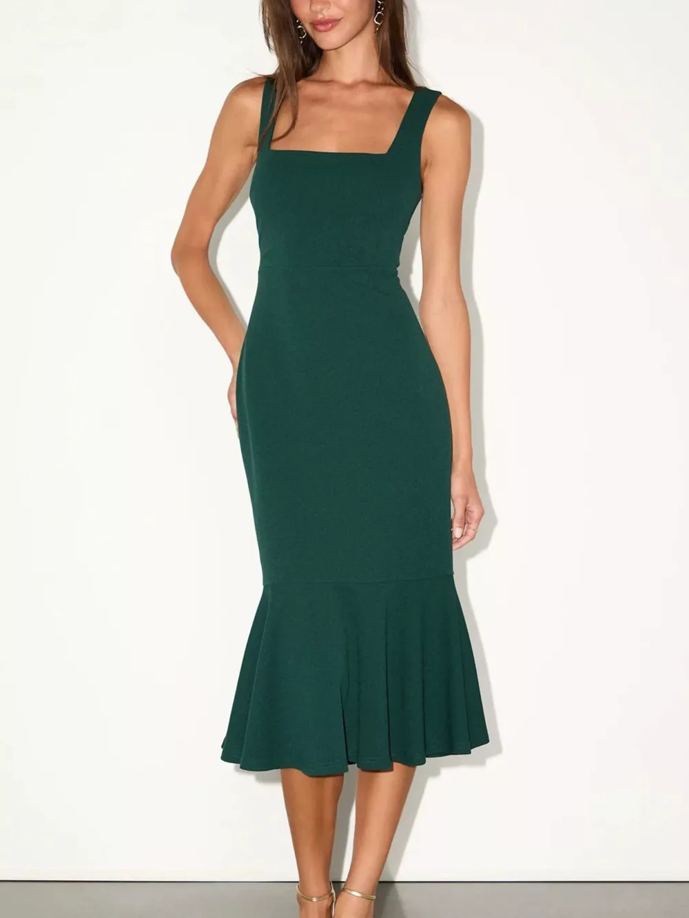 Sleeveless Square Neck Mermaid Midi Dress, image 7