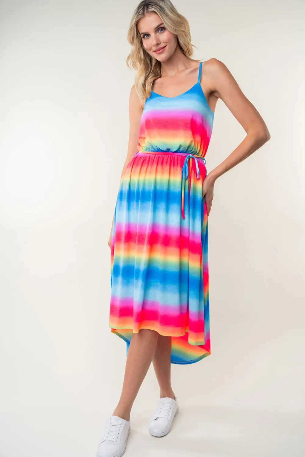 Full Size Ombre Striped Midi Cami Dress, image 3