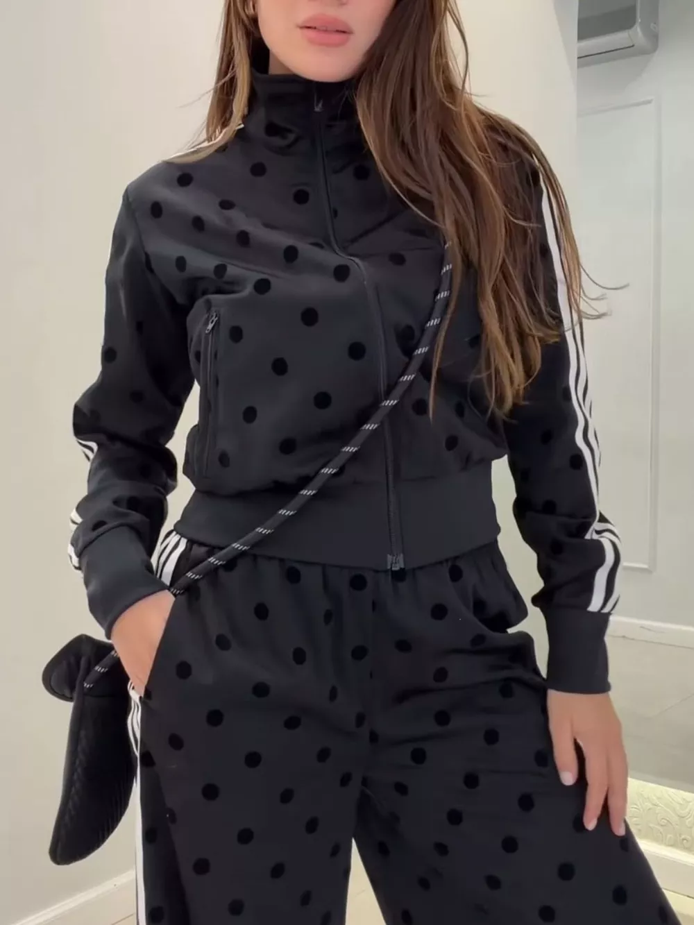 Polka Dot Zip Up Outerwear and Pants Set, image 11