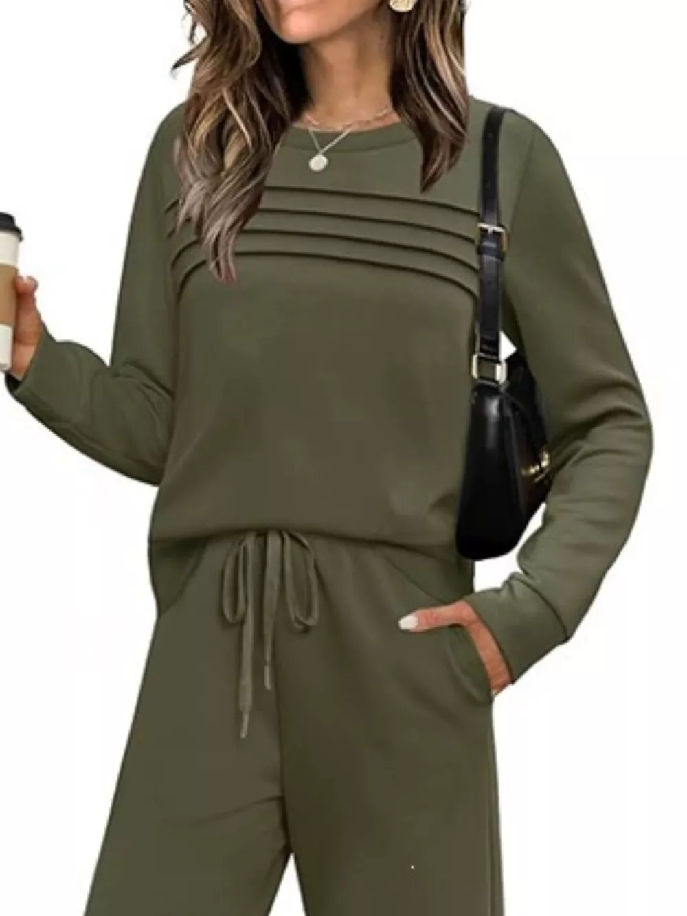 Full Size Casual Long Sleeve Crewneck Top and Drawstring Pants Set Plus Size, image 10