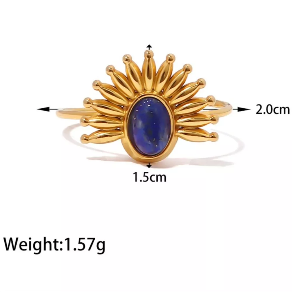 18K Gold-Plated Natural Stone Ring, image 4