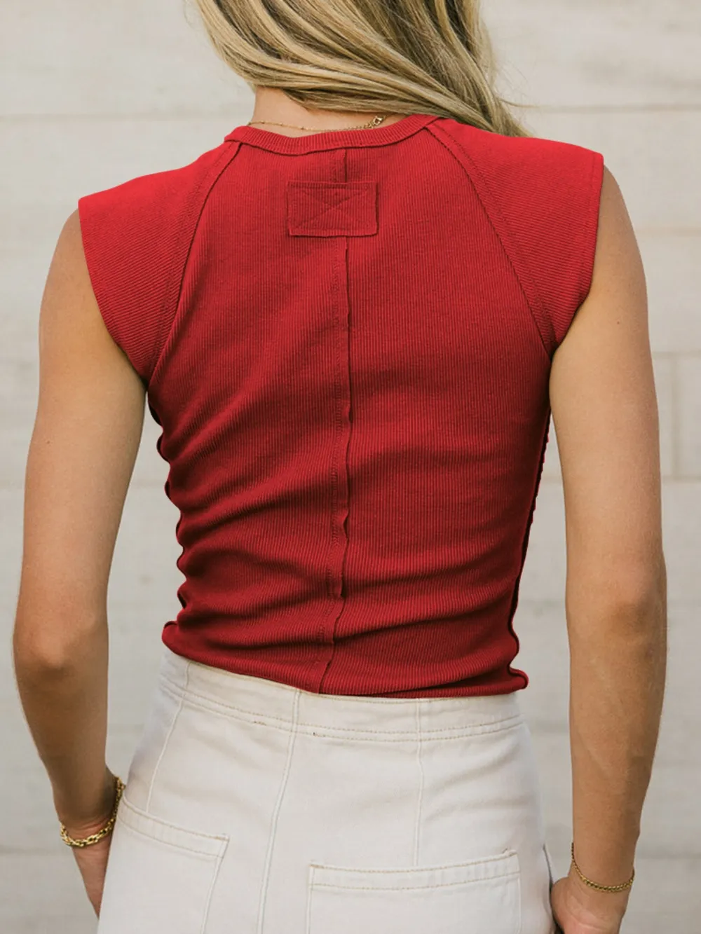Ribbed Round Neck Slim Tank, image 7