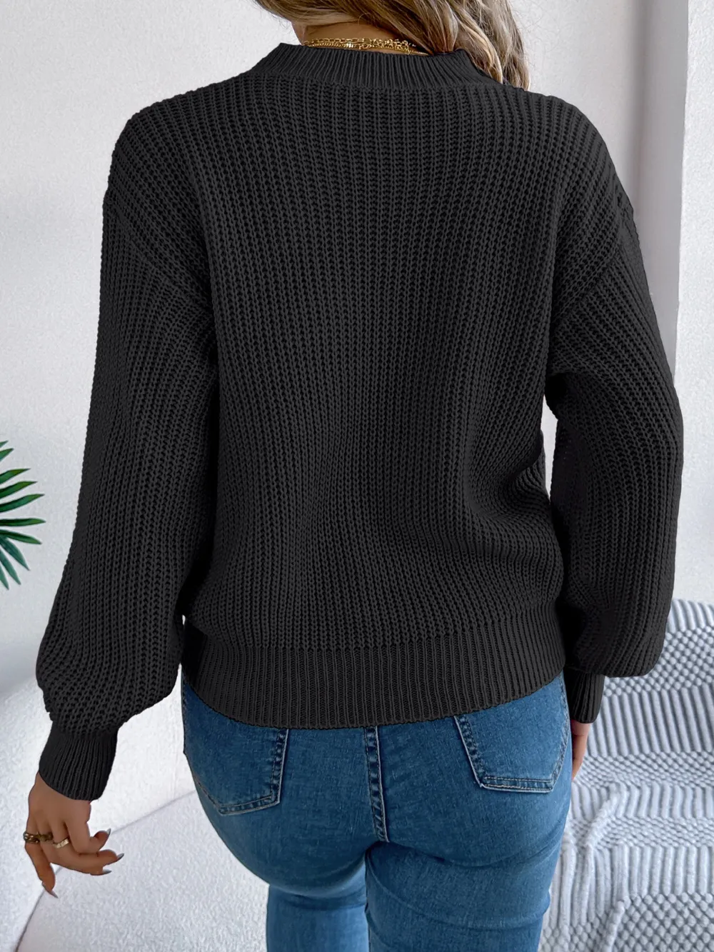 LOVE Heart Round Neck Dropped Shoulder Sweater, image 14