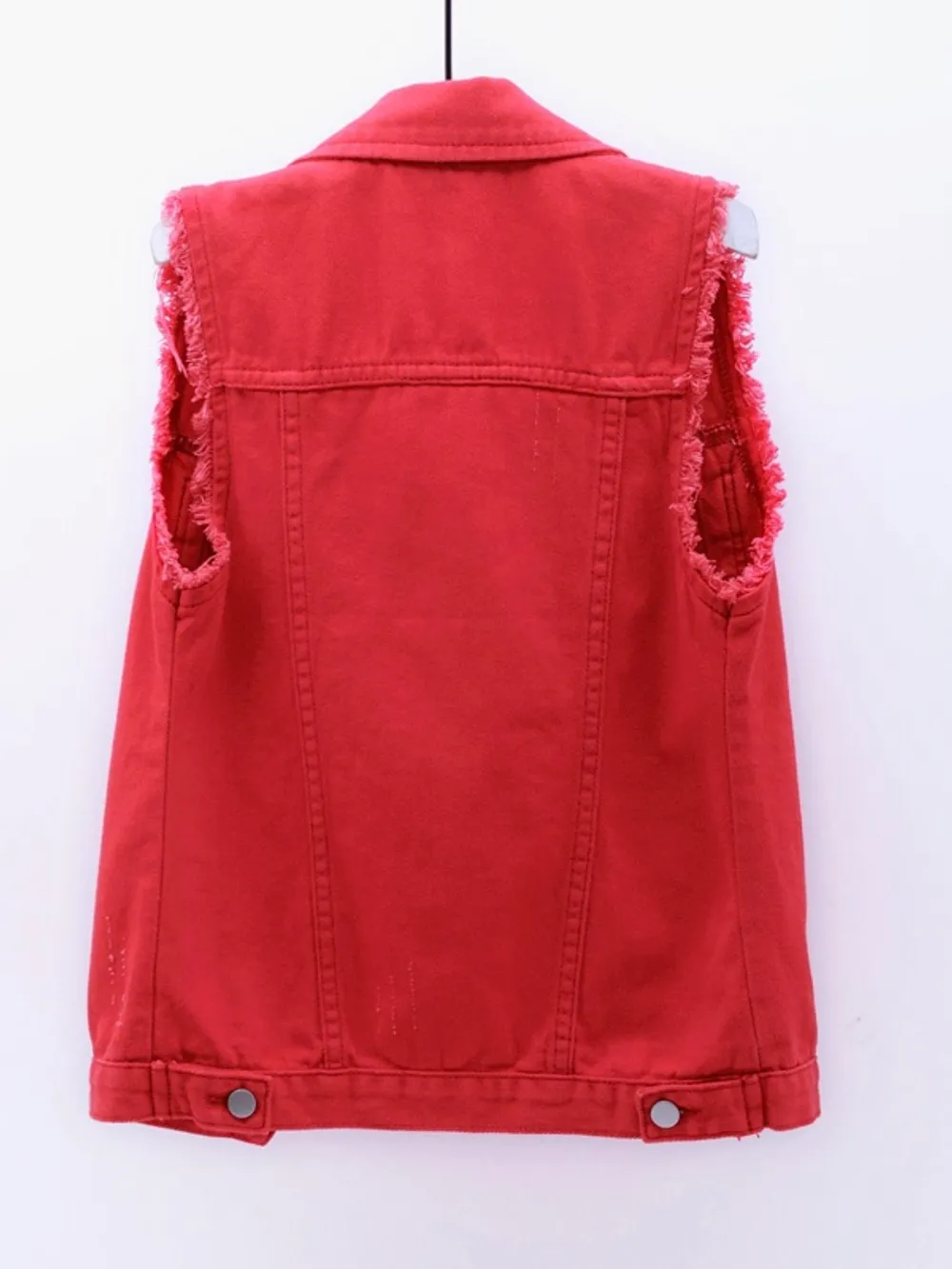 Full Size Button Down Raw Hem Sleeveless Denim Jacket Plus Size, image 15