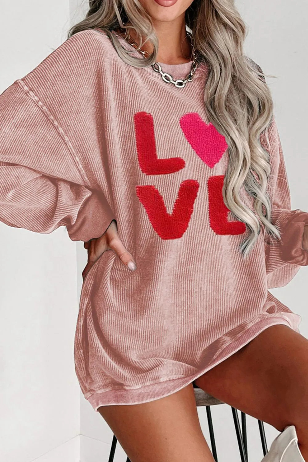 Valentine’s Day LOVE Round Neck Long Sleeve Sweatshirt, image 11