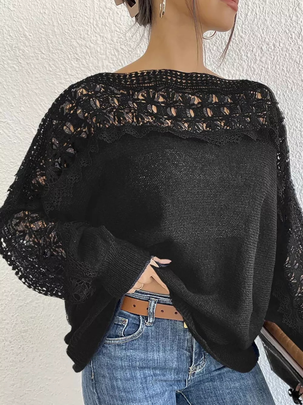 Openwork Long Sleeve Sweater, image 3