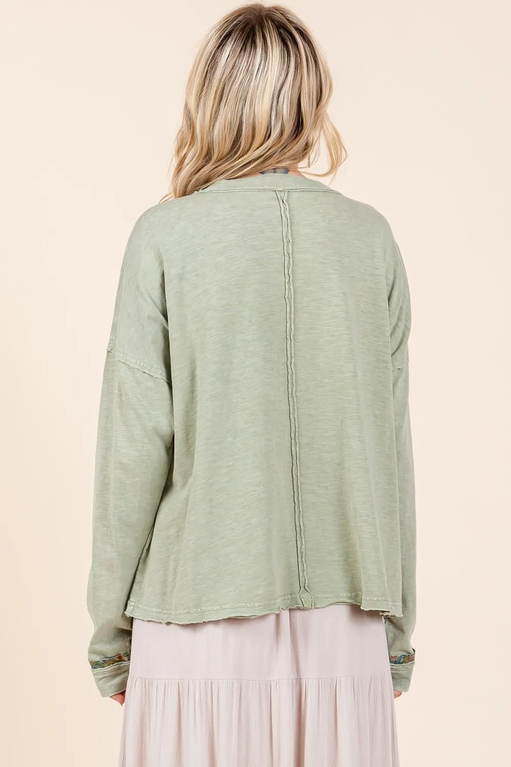 Mineral Wash Star Patch Long Sleeve T-Shirt, image 2