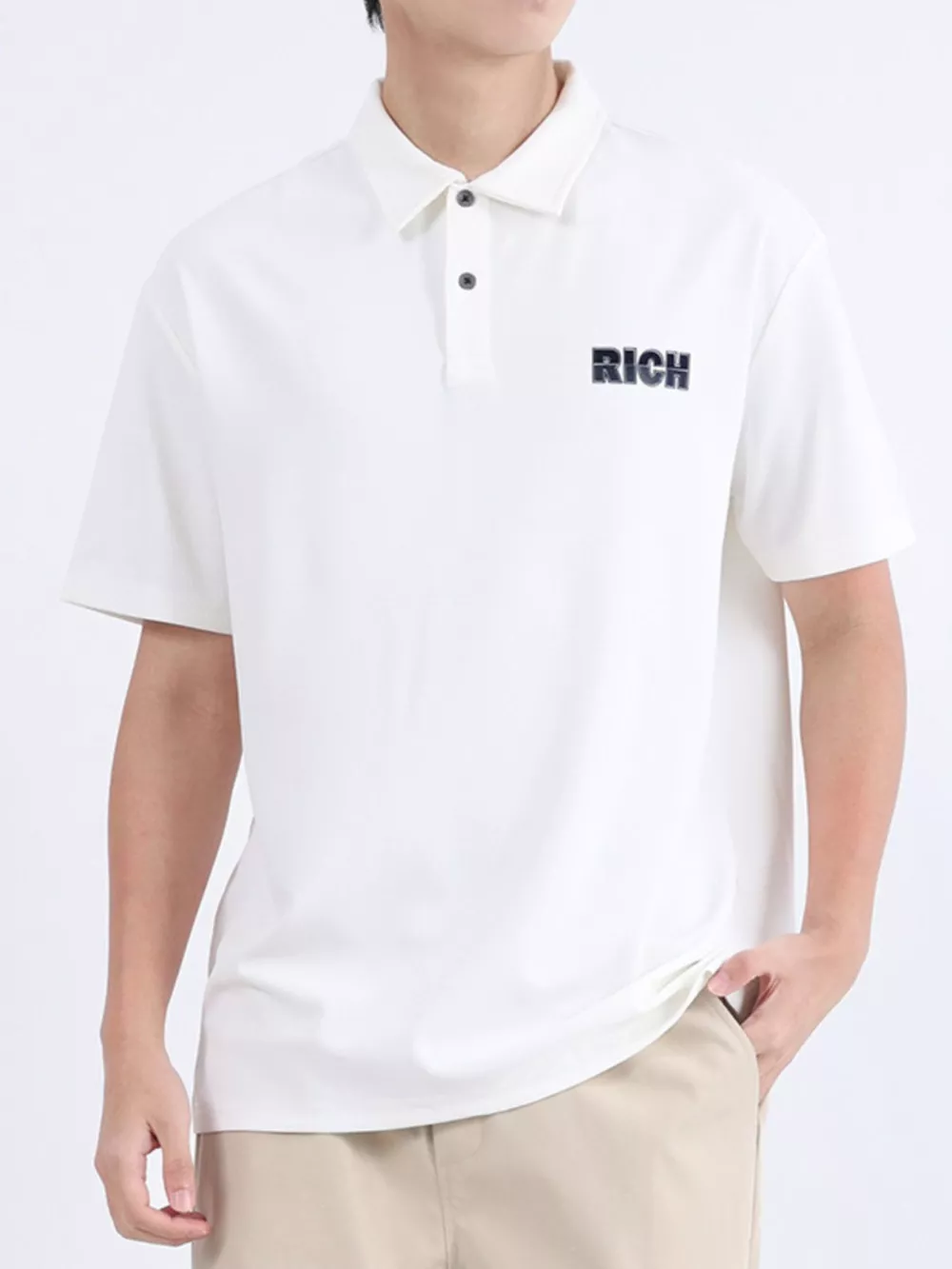 Men's Plus Size Button Detail Short Sleeve Polo, image 8