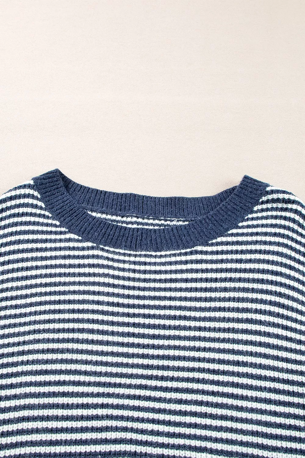 Striped Lantern Sleeve Drop Shoulder Cozy Sweater, image 9