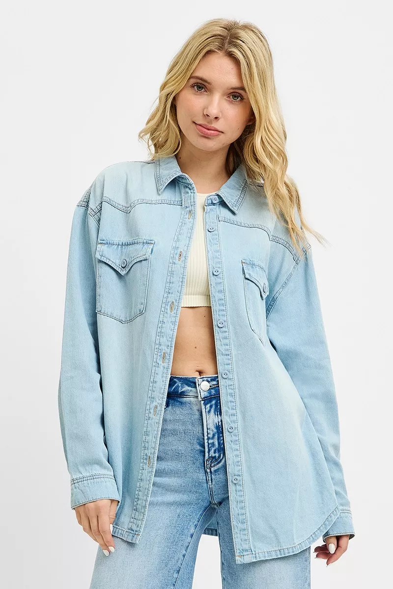 Western Yoke Style Relaxed Fit Denim Shirts