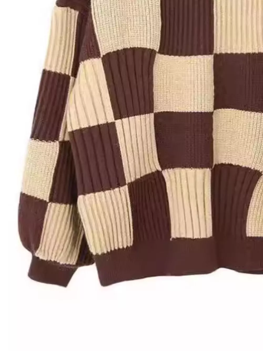 Checkerboard Pattern Oversized Sweater, image 3