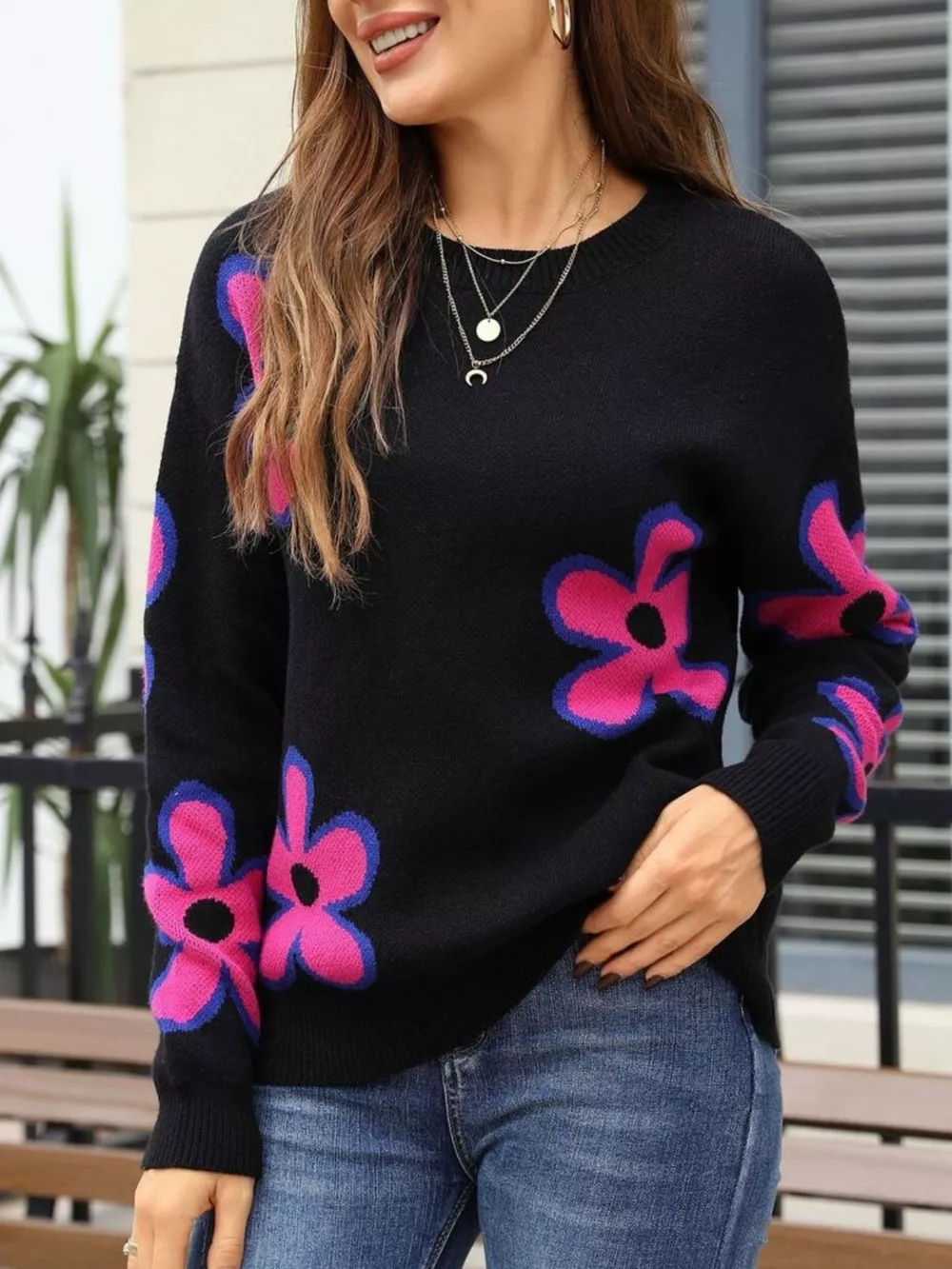 Floral Crew Neck Sweater, image 10