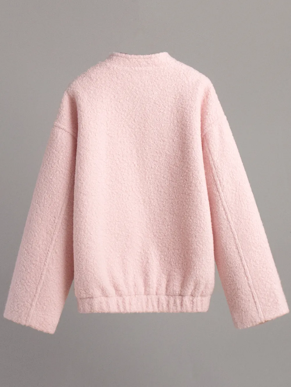 Plush Mock Neck Snap Down Jacket with Pockets, image 3