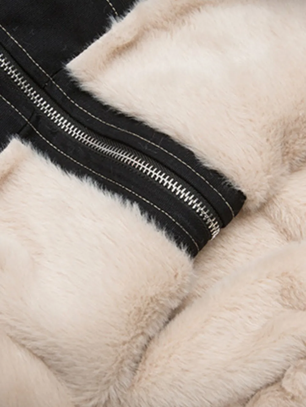 Men's Faux Fur Hooded Zip Up Jacket, image 8