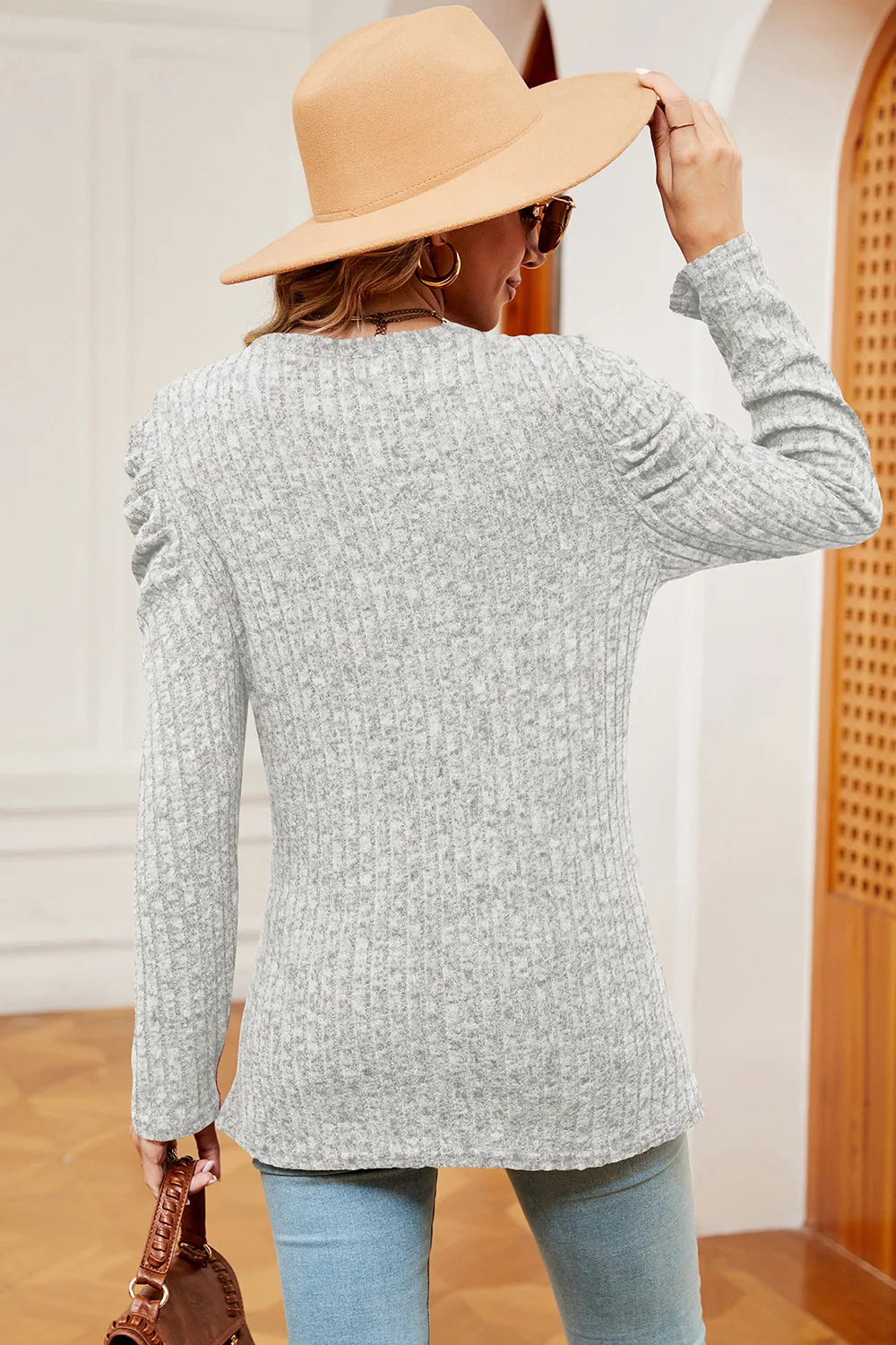 Round Neck Puff Sleeve T-Shirt, image 12