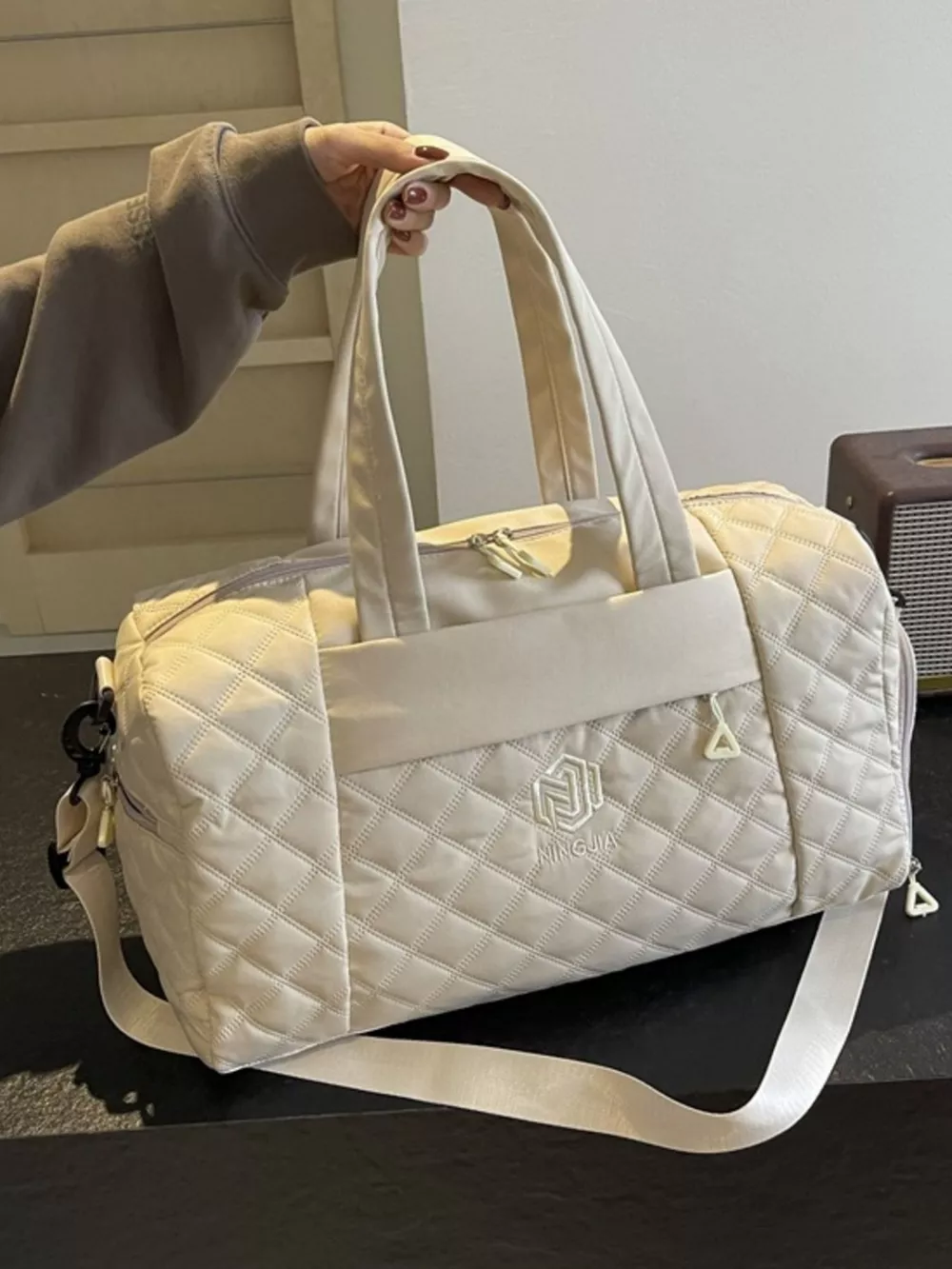Quilted Duffel Bag with Adjustable Strap, image 4