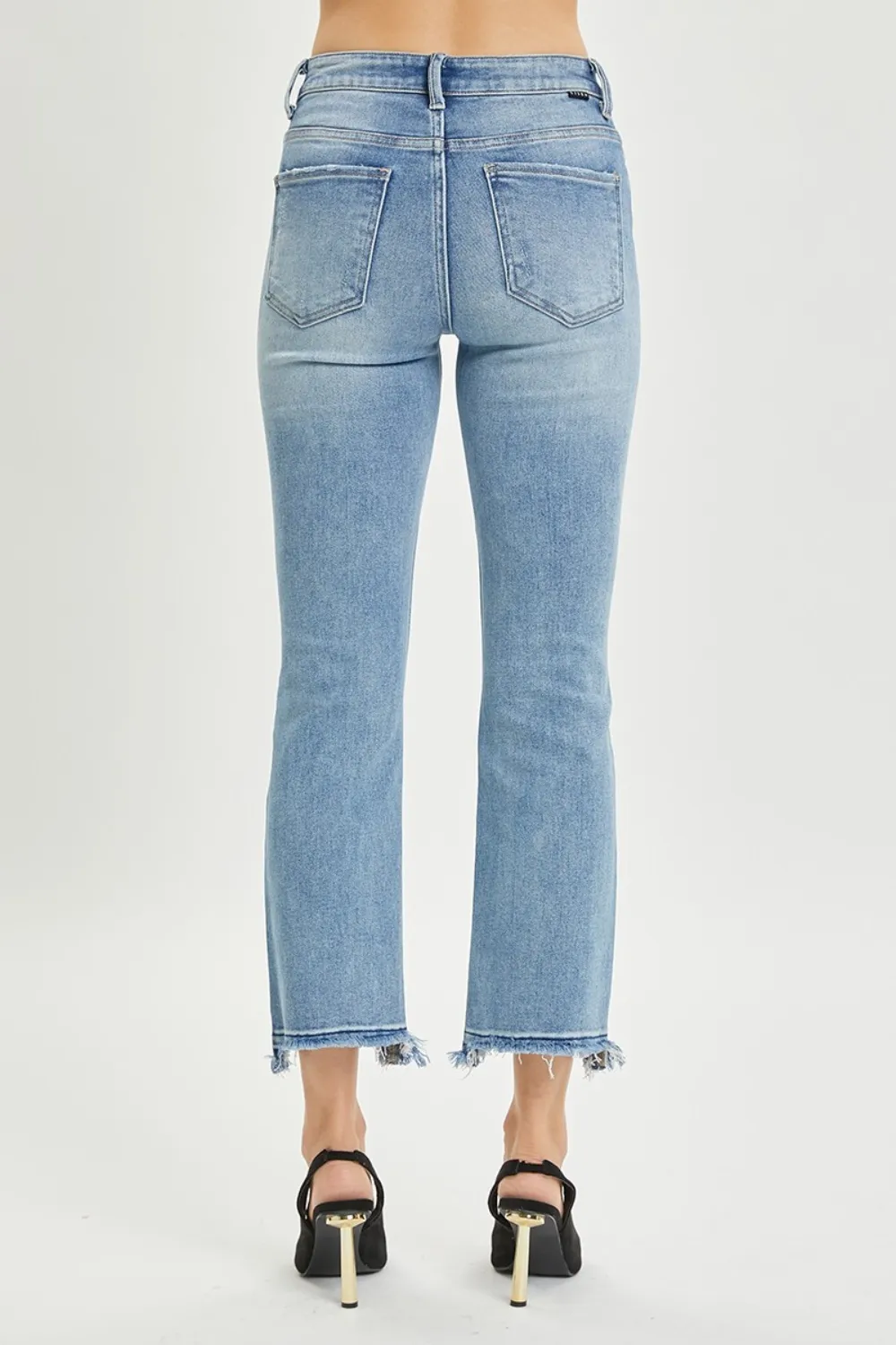 Full Size High Rise Distressed Cropped Straight Jeans, image 2