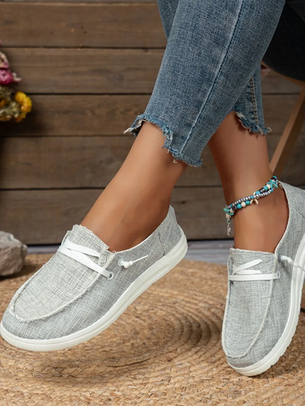 Lace Up Round Toe Slip-Ons, image 5