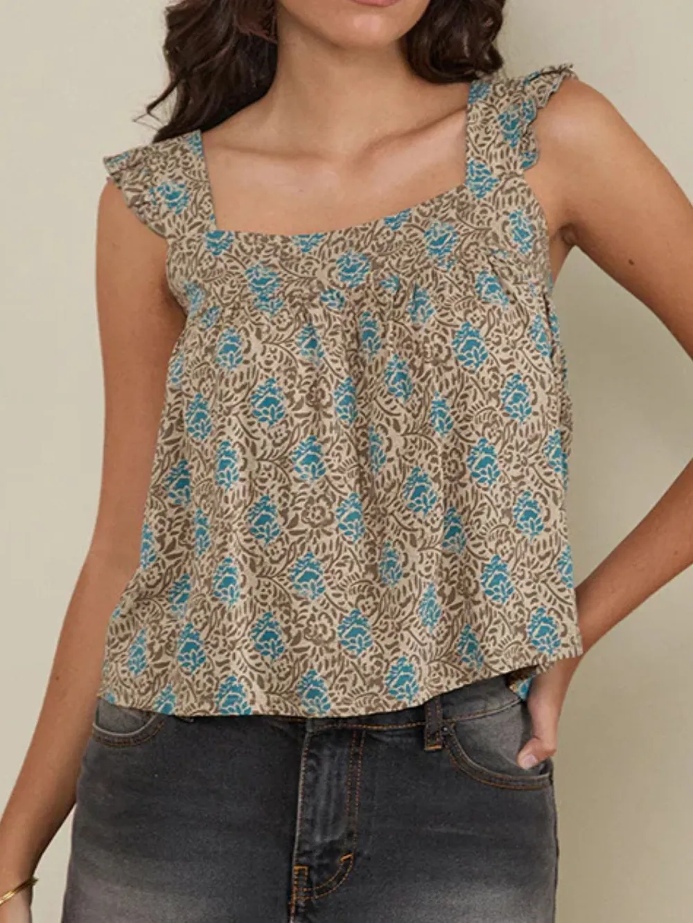 Ruffled Plaid Square Neck Tank, image 6