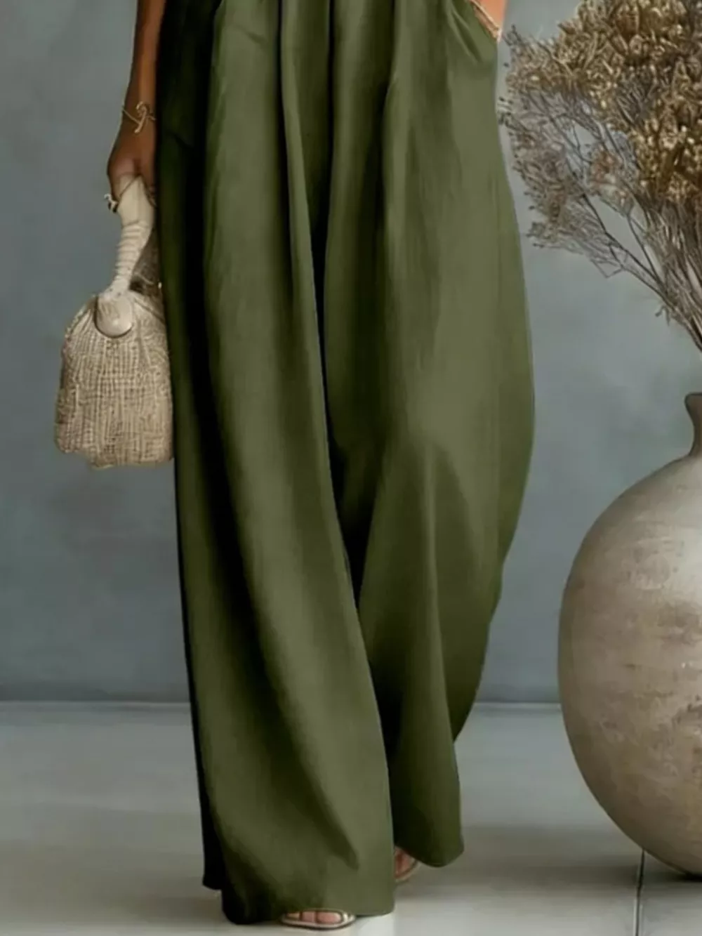 Full Size Half Sleeve Wide-Leg Jumpsuit Plus Size, image 30