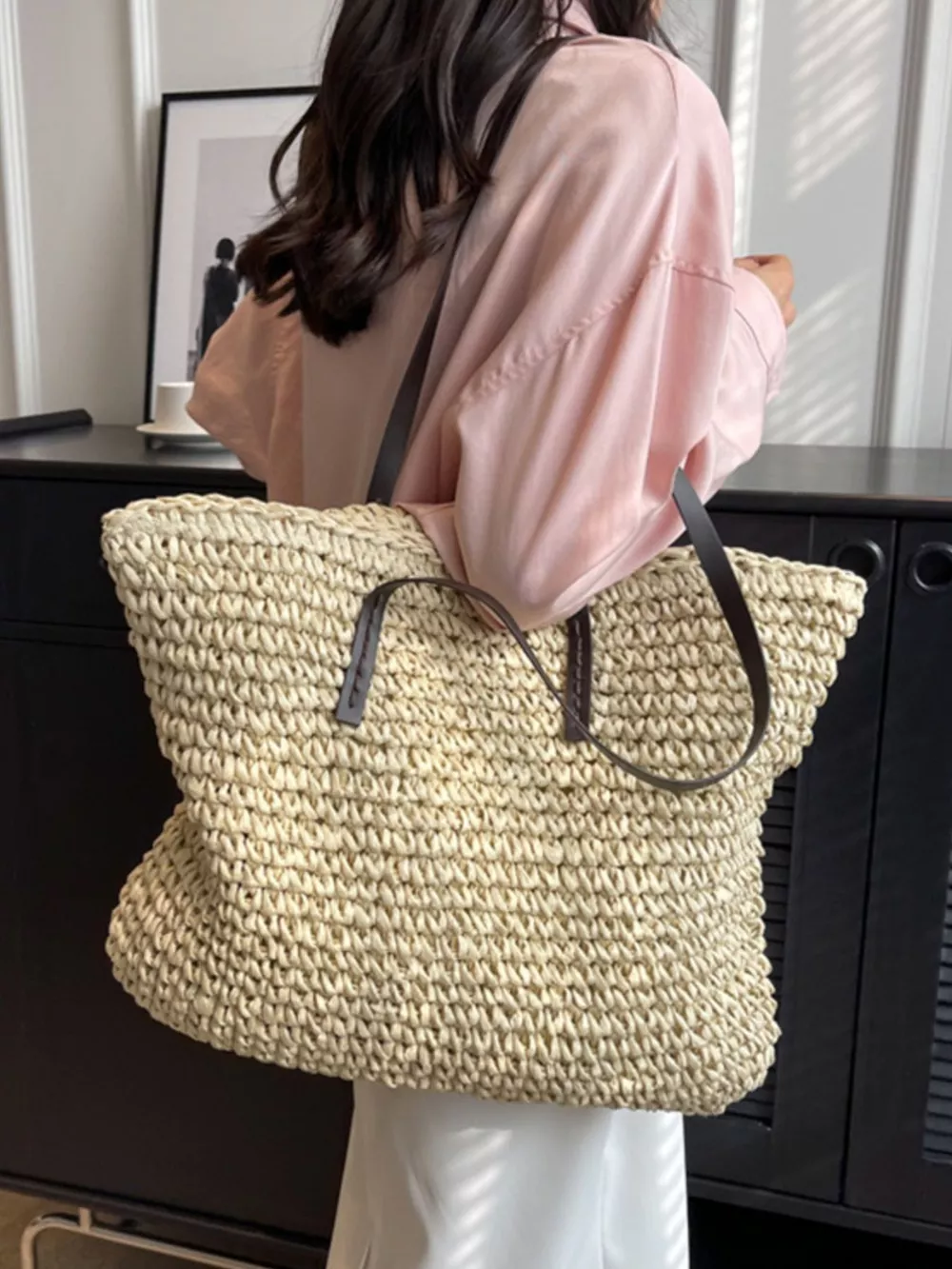 Woven Straw Shoulder Bag, image 5