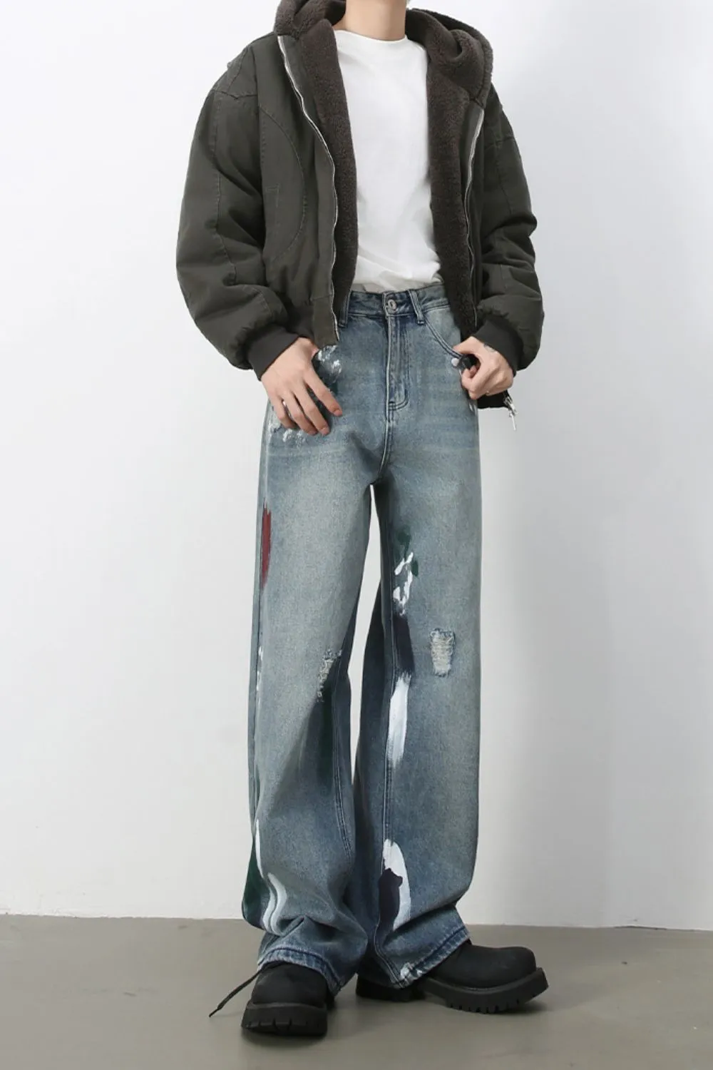Men's Paint Wide Leg Jeans, image 2