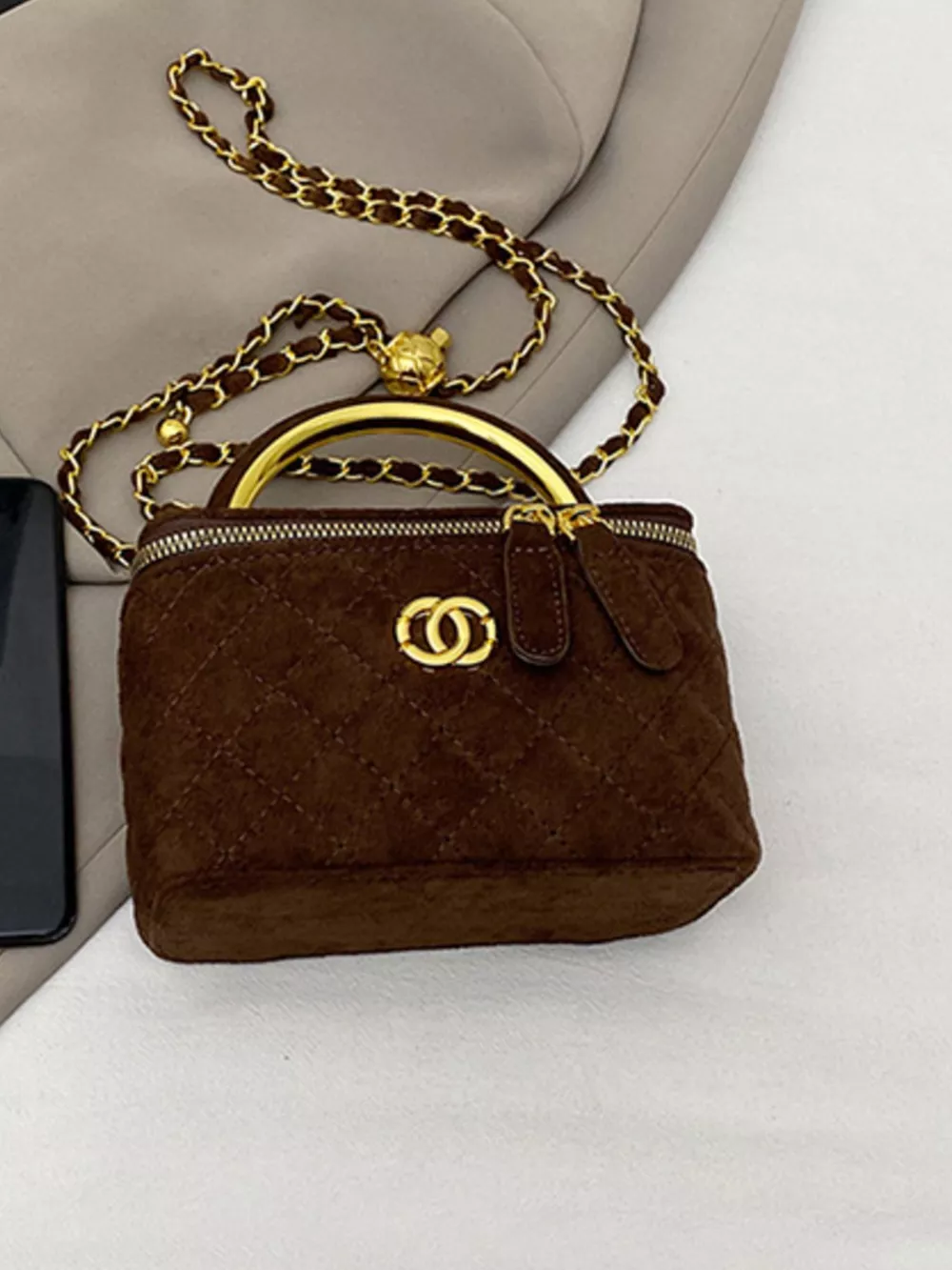 Quilted Top Handle Crossbody Bag, image 8