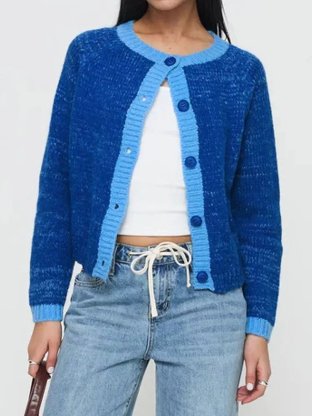 Contrast Trim Button-Up Cardigan, image 4