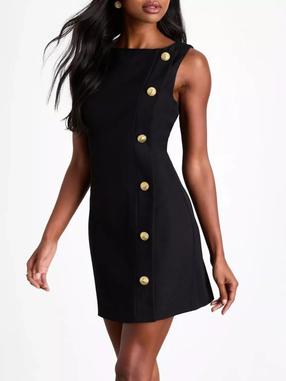 Button Decor Sleeveless Mini Dress, image 4