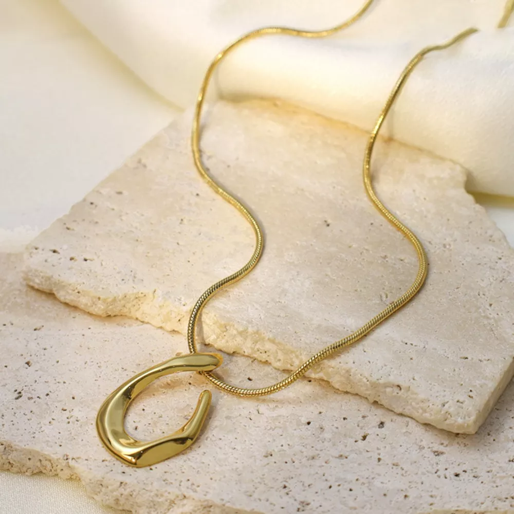 18K Gold-Plated Geometric Necklace, image 2