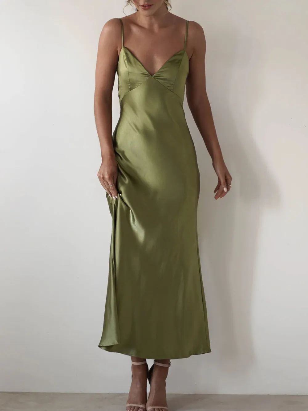 Satin Backless Cami Dress, image 9