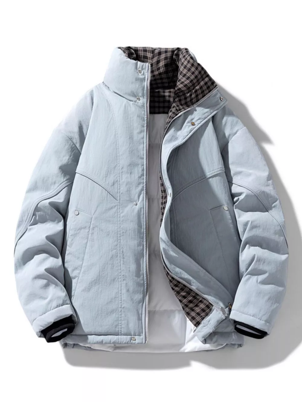 Men's Plus Size Plaid Lined Zip Up Jacket, image 4