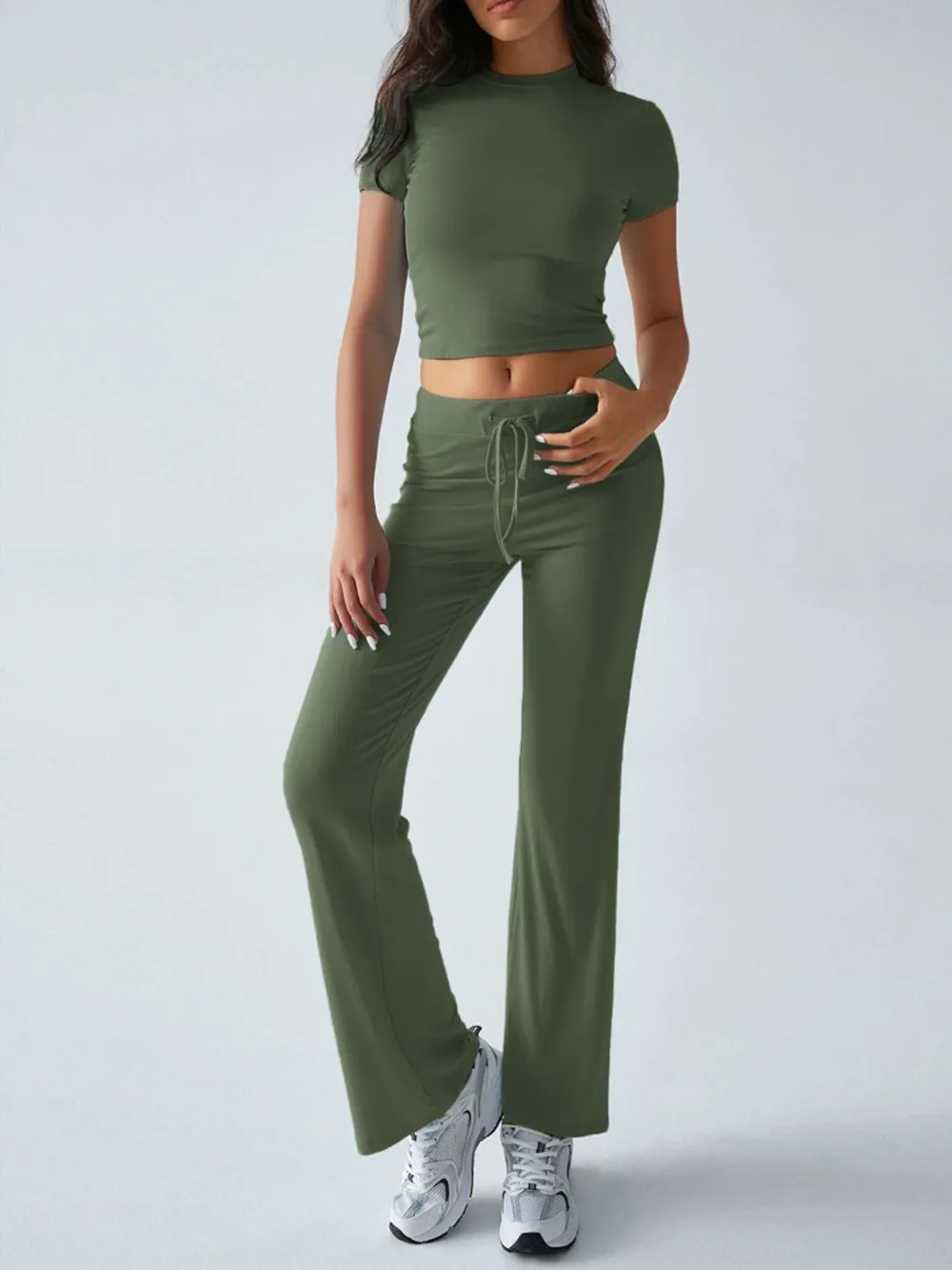 Round Neck Short Sleeve Top and Pants Set, image 26