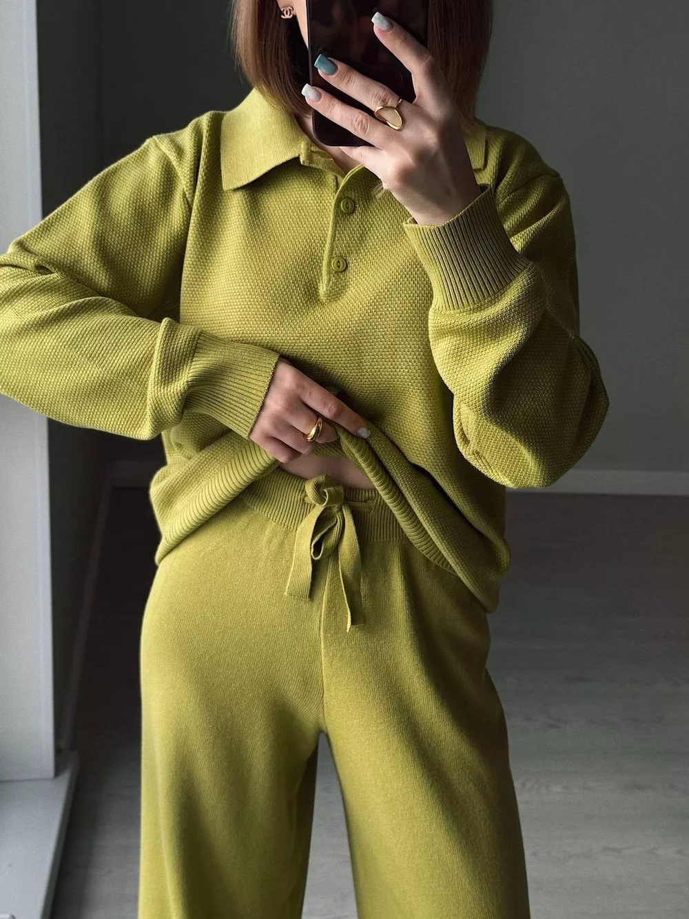Polo Collar Top and Pants or Skirt Knit Set, image 15