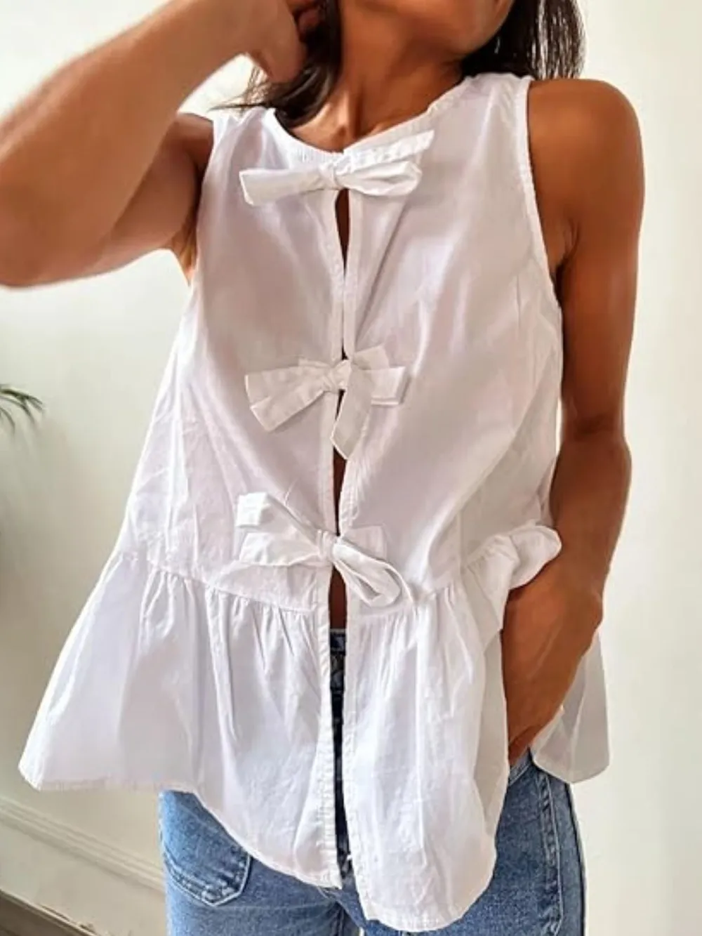 Tied Striped Round Neck Tank, image 7