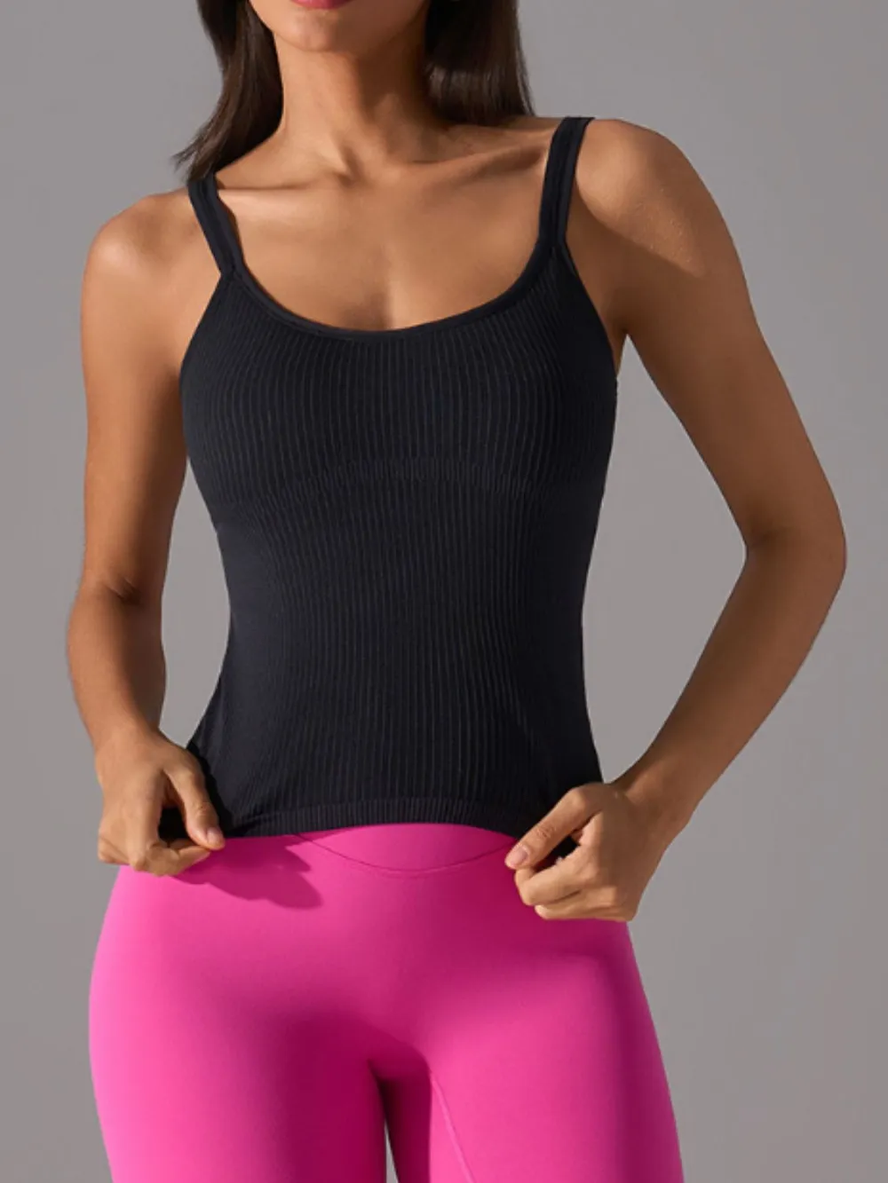 Scoop Neck Active Tank with Detachable Chest Pads, image 6