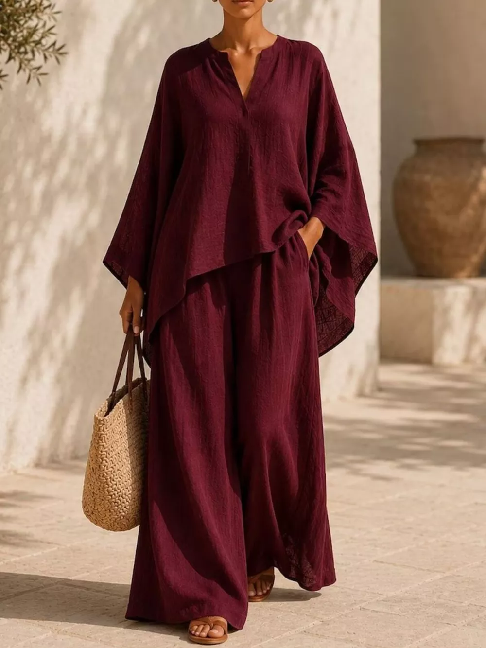 Full Size Loose Fit Top and Wide-Leg Pants Set Plus Size, image 17