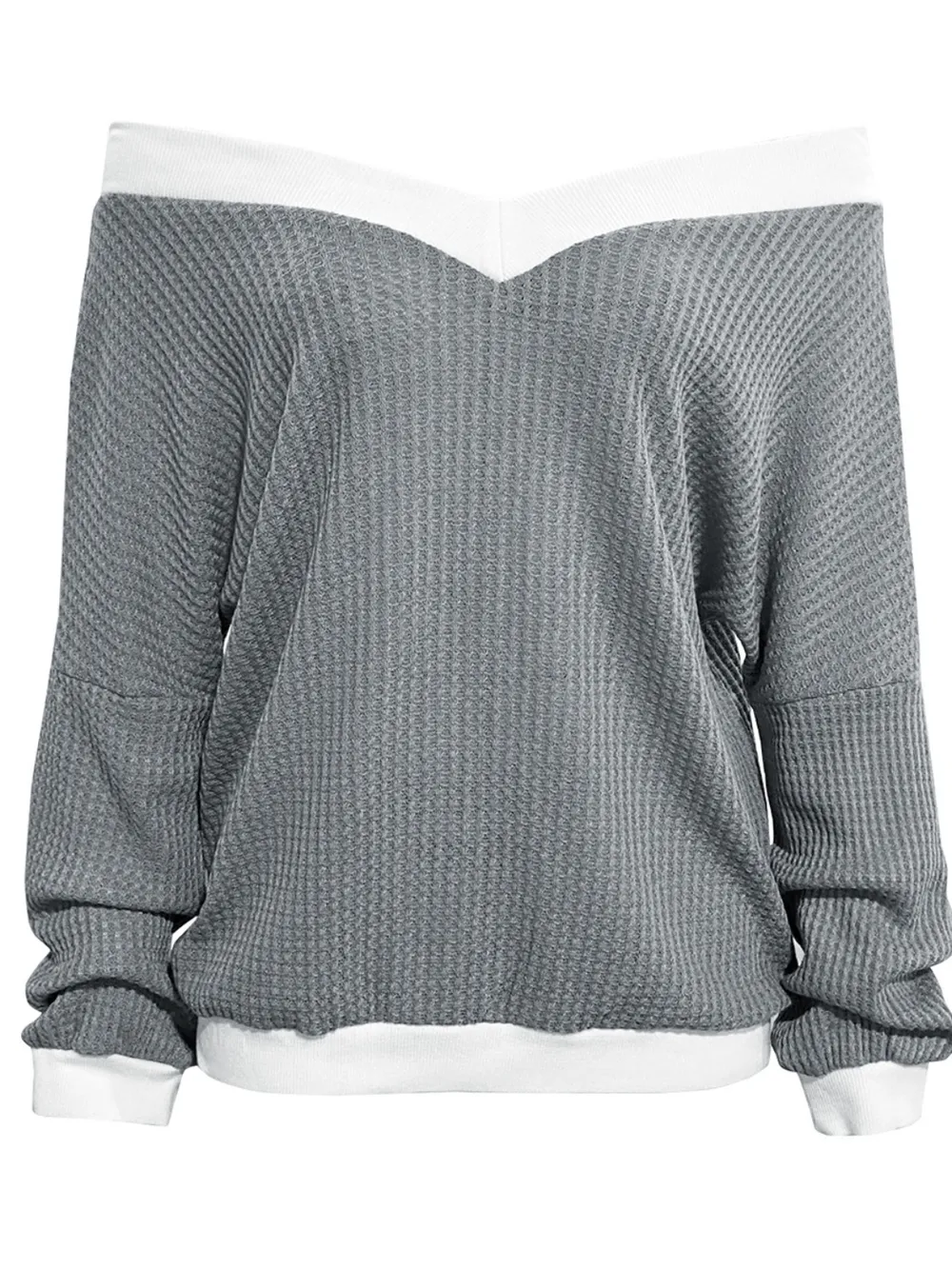 Contrast Trim Off-Shoulder Long Sleeve Sweatshirt, image 2