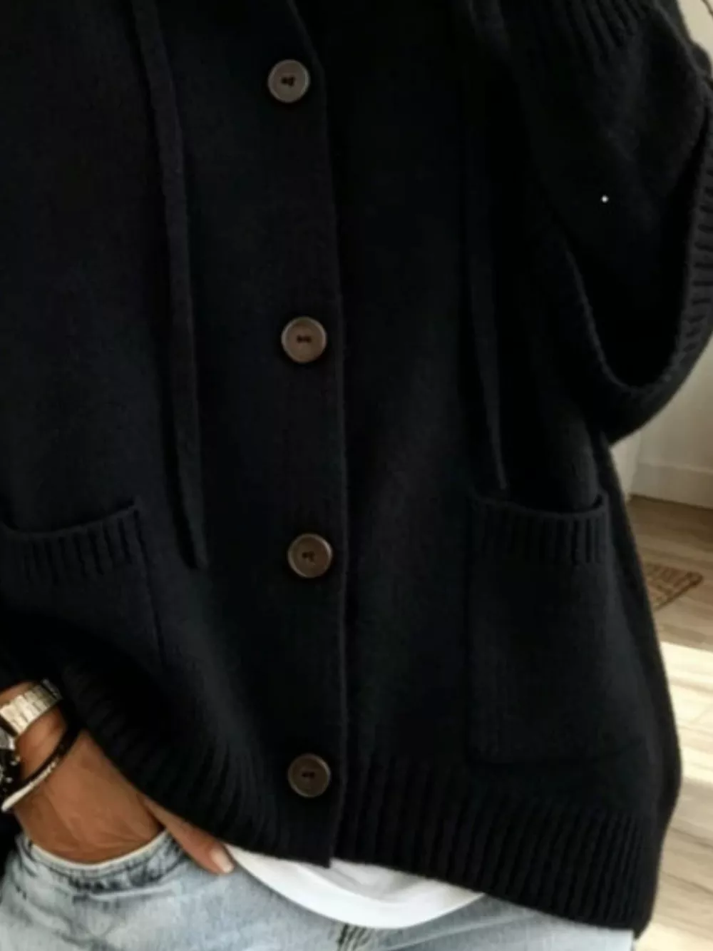 Full Size Casual Hooded Button-Down Knit Cardigan with Pockets Plus Size, image 18
